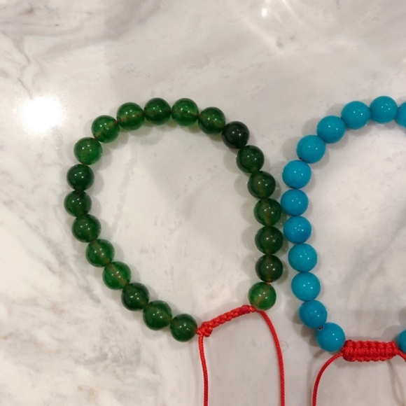 Adjustable stone bead red nylon string bracelet 4 - Picture 6 of 8